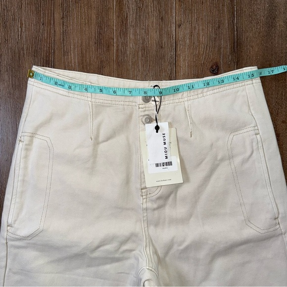 Miou Muse High Rise Barrel Pants Cream Baggy Relaxed Button Fly - Picture 5 of 12